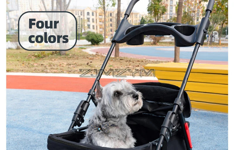 Pet Stroller for Cats/Dogs, Zipper Entry, Dog/Cat Puppy Stroller Easy One-Hand Fold, Jogging Tires, with Cup Holder