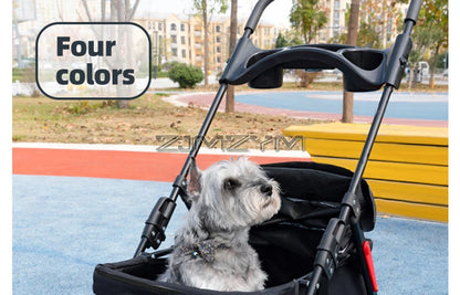 Pet Stroller for Cats/Dogs, Zipper Entry, Dog/Cat Puppy Stroller Easy One-Hand Fold, Jogging Tires, with Cup Holder