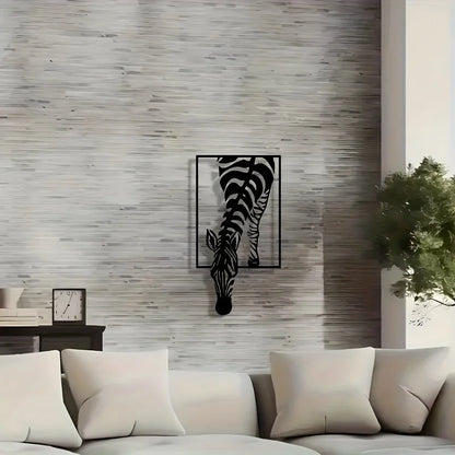 [Modern Zebra Metal Art] Minimalist Zebra Metal Wall Art - Modern Striped Iron Decor |  Animal-Themed Design, Zebra Decor