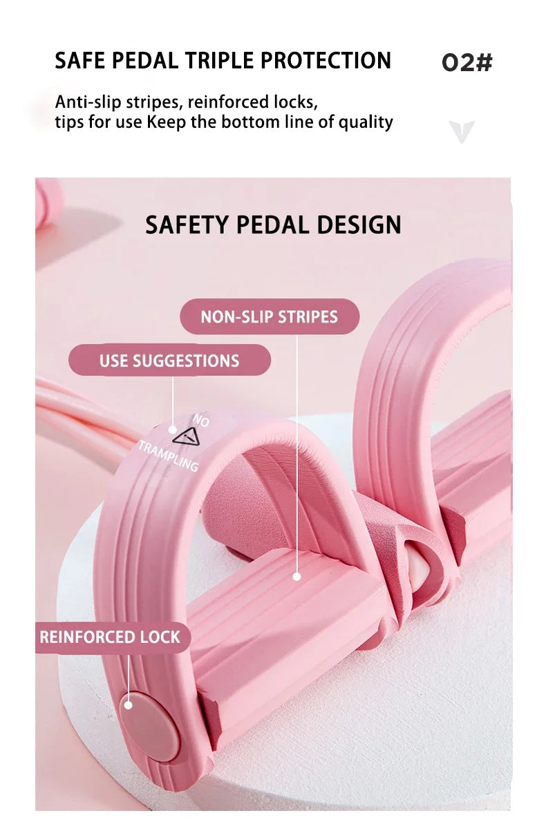 Multi-Functional Four-Tube Pedal Tensioner Yoga Elastic Band Home Fitness Equipment Abdominal Strengthening Tension Rope