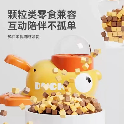 Interactive Feeder Yellow Duck Shaped Dog Slow Feeder Washable Automatic Dog Feeder Toy for Pets Food Dispenser