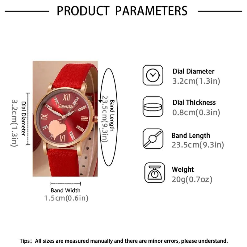 6PCS Set Heart Dial Classic Women Watch - Varixo