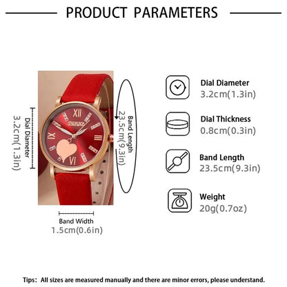 6PCS Set Heart Dial Classic Women Watch - Varixo