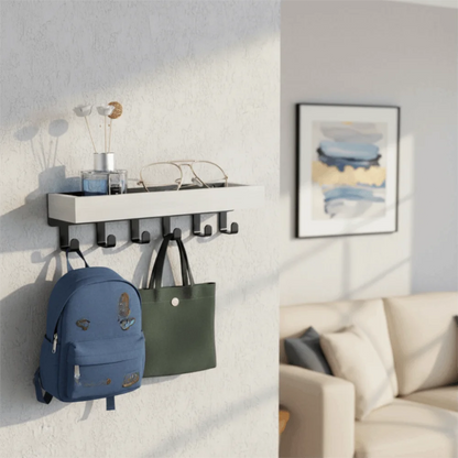 Multifunctional Wooden Key Holder Durable Household Key Rack Organizer with 6 Hooks Storage Rack for Keys Sunglasses