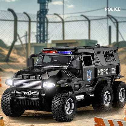 1:32 SWAT City Police Truck Model Diecast Play Off-road Vehicle Sound and Light Sport Car Toys for Children Collection Gifts