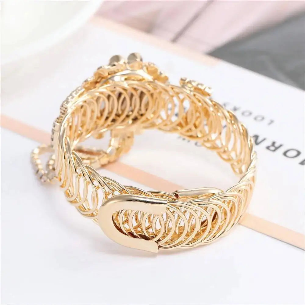 5PCS/Set Luxury Rhinestone Women Watches Fashion Adjustable Bangle Ladies Quartz Wristwatch Jewelry Set Reloj Mujer（Without Box）