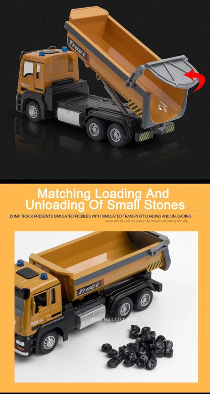 1:32 Road Rescue Flatbed Truck Alloy Dump Model Diecast Toys Car Doors Opened Sound Light Pull Back Vehices Children's Fun Gifts