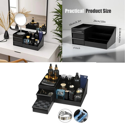 Men's Cologne Organizer Holder for Dresser Perfume Stand Bathroom Countertop with Drawers Clear Organizer for Scented Oils