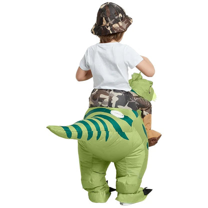 Animal Cartoon Riding T-Rex Inflatable Costume Nursery Kids Dinosaur Role Playing Game Adult Kids Chasing Game Birthday Gift