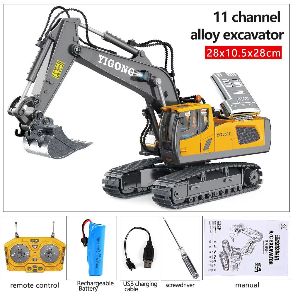 2.4G RC CARS RC Controlled Excavator Alloy Remote Control Vehicle Excavator Engineering Vehicle Dumper  Electric toys Gifts