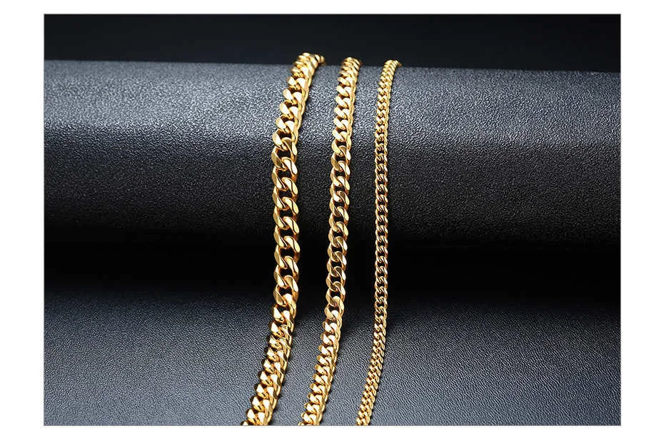 3-11MM Classic Cuban Chain Necklace for Men Women,Silver Black Gold Grey Color Stainless Steel Chains,Basic Punk Jewelry Gift