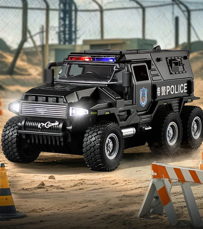 1:32 SWAT City Police Truck Model Diecast Play Off-road Vehicle Sound and Light Sport Car Toys for Children Collection Gifts