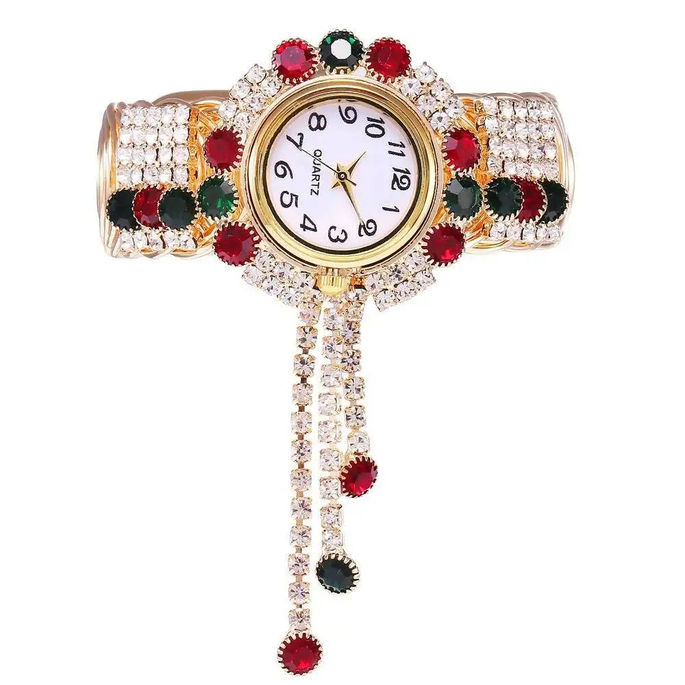 5PCS/Set Luxury Rhinestone Women Watches Fashion Adjustable Bangle Ladies Quartz Wristwatch Jewelry Set Reloj Mujer（Without Box）