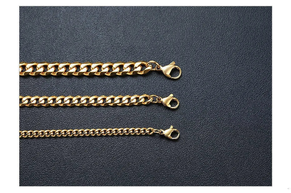 3-11MM Classic Cuban Chain Necklace for Men Women,Silver Black Gold Grey Color Stainless Steel Chains,Basic Punk Jewelry Gift