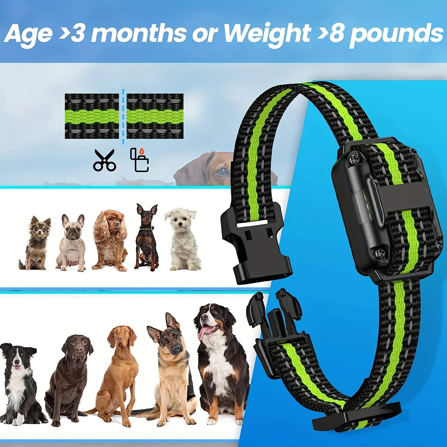 Dog Shock Collar with Remote, Dog Training Electric Collar, Waterproof Rechargeable,Dog Shock Collar with LED Light, Beep, Vibra