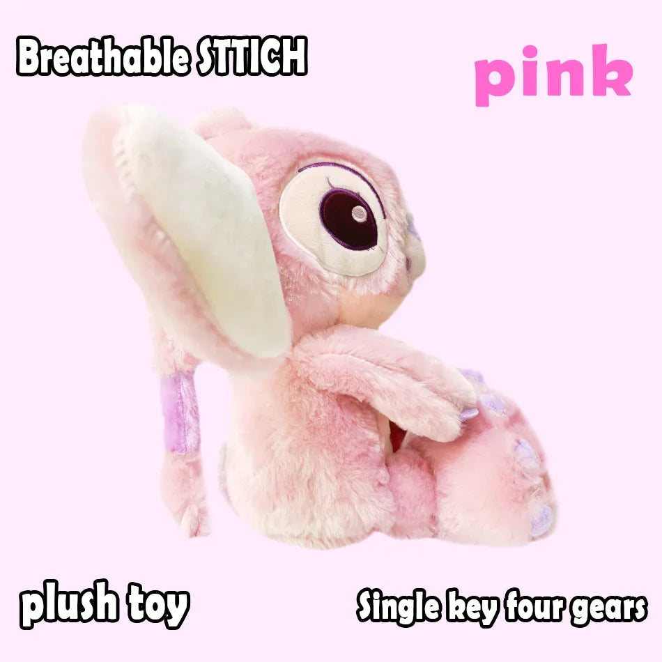 2026! & hot Lilo Stitch Plush Doll Breath Child Peluche Kawaii Soothes Toy Anime Baby Music Light Sleep Toys Pink Stitch Kid Gi