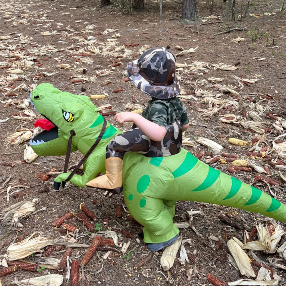 Animal Cartoon Riding T-Rex Inflatable Costume Nursery Kids Dinosaur Role Playing Game Adult Kids Chasing Game Birthday Gift