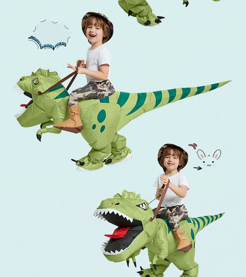 Animal Cartoon Riding T-Rex Inflatable Costume Nursery Kids Dinosaur Role Playing Game Adult Kids Chasing Game Birthday Gift
