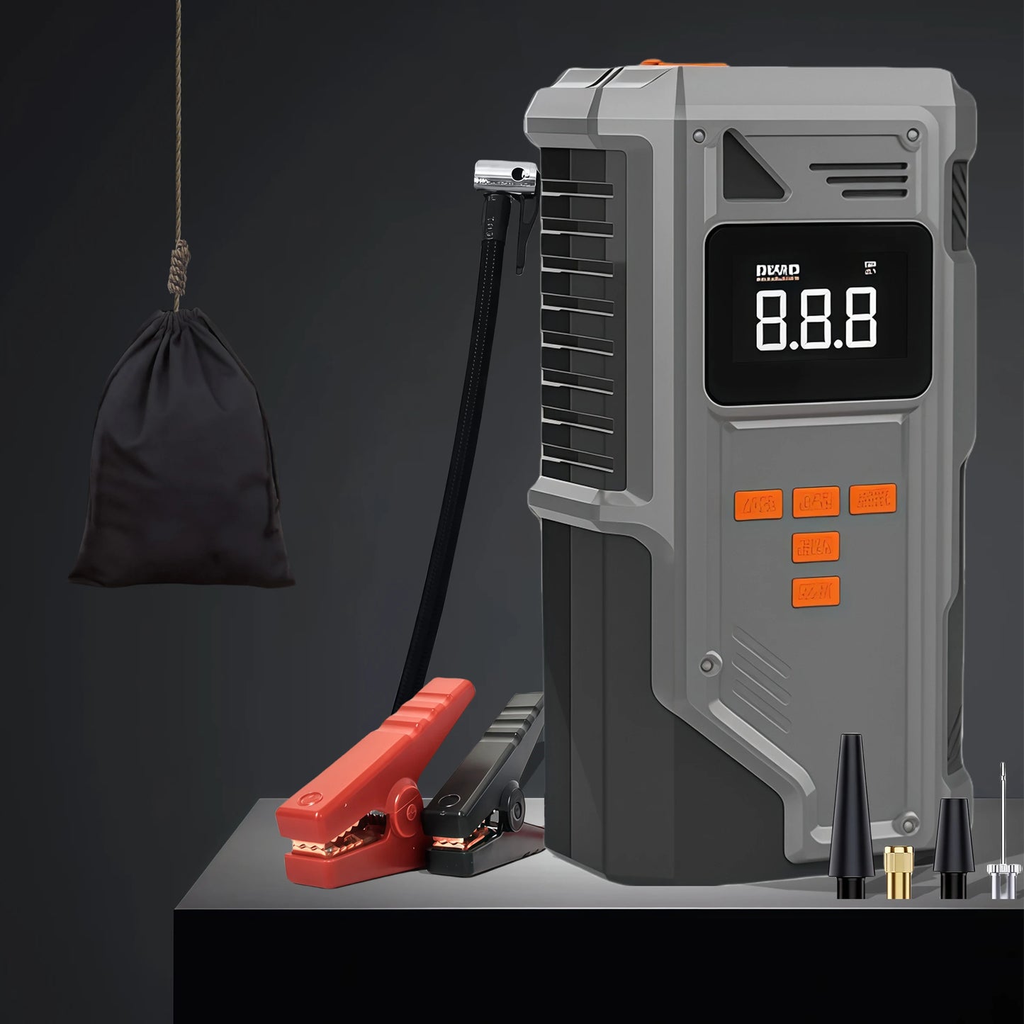 All-in-One Car Jump Starter & Tire Inflator - 12V for Cars/Trucks/SUVs, 10.2 Bar Air Compression,-40°C Resistant,Tire Monitoring