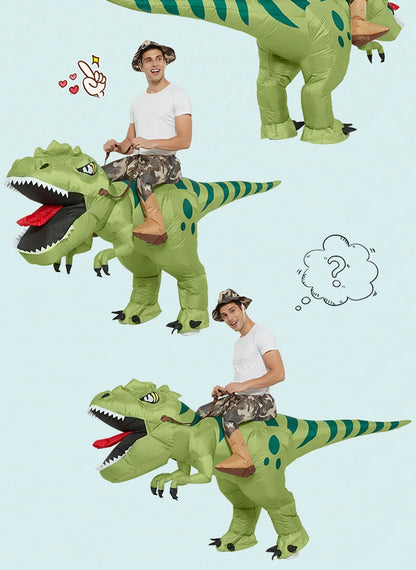 Animal Cartoon Riding T-Rex Inflatable Costume Nursery Kids Dinosaur Role Playing Game Adult Kids Chasing Game Birthday Gift