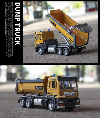 1:32 Road Rescue Flatbed Truck Alloy Dump Model Diecast Toys Car Doors Opened Sound Light Pull Back Vehices Children's Fun Gifts