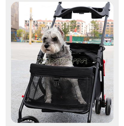 Pet Stroller for Cats/Dogs, Zipper Entry, Dog/Cat Puppy Stroller Easy One-Hand Fold, Jogging Tires, with Cup Holder