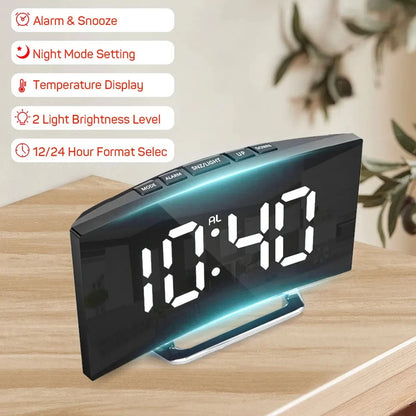 Electronic Alarm Clock Noiseless Design Digital LED Large Display Mirror Electronic Clock Digital Alarm Clock LED Mirror Clocks