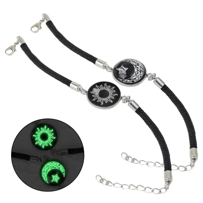 2pcs Luminous Sun Moon Braided Bracelets for Lovers Adjustable Couple Bracelets Fashion Valentine's Day Jewelry Girlfriend Gifts