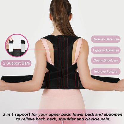 VBOSi Women Men Adjustable Sporty Back Brace Waist Support Posture Corrector