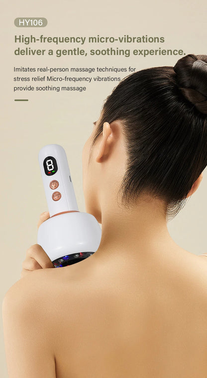 USB Rechargeable Abdominal Massager for Hot Compress and Adjustable Guasha Cupping Intensity Arm and Leg Massage Handheld