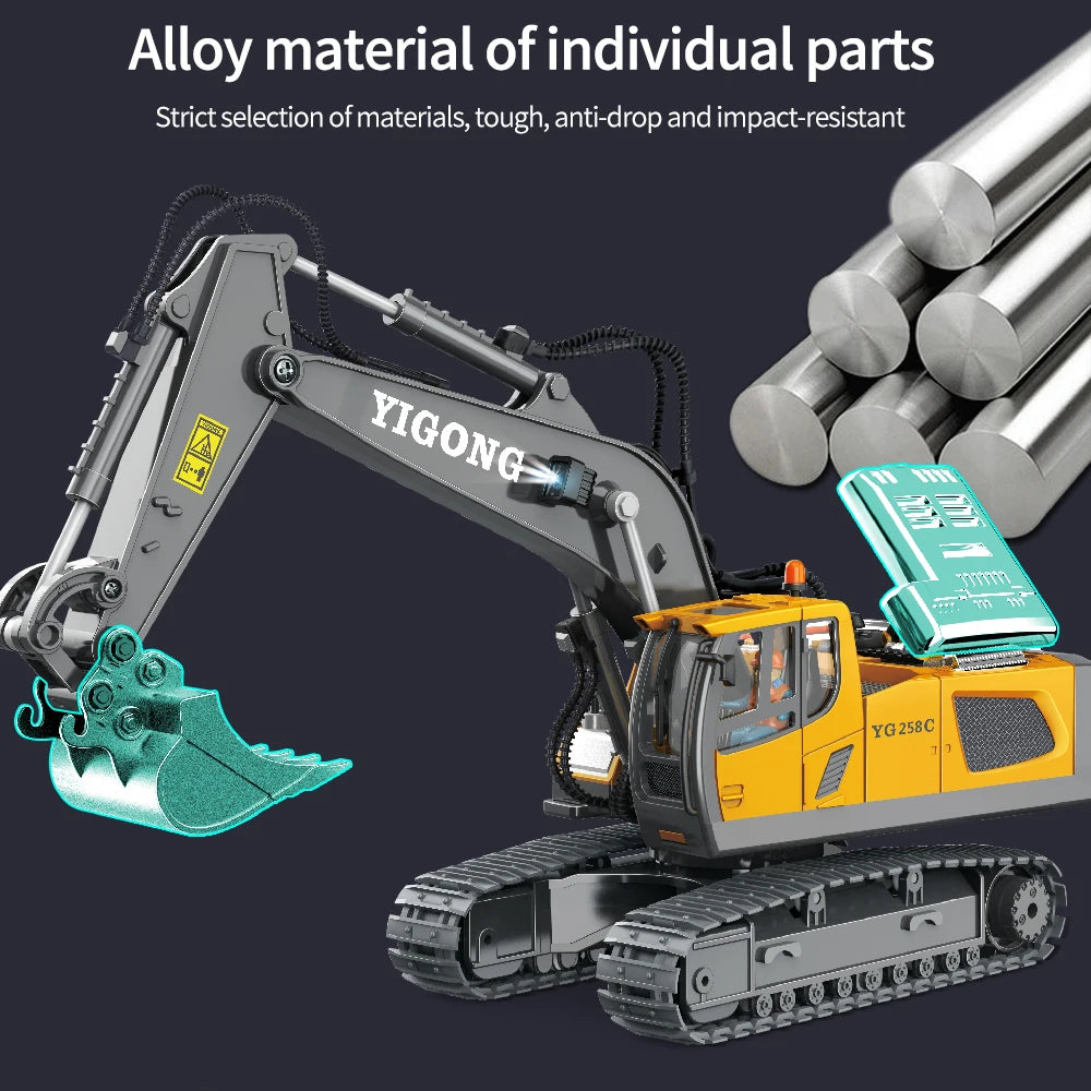 2.4G RC CARS RC Controlled Excavator Alloy Remote Control Vehicle Excavator Engineering Vehicle Dumper  Electric toys Gifts