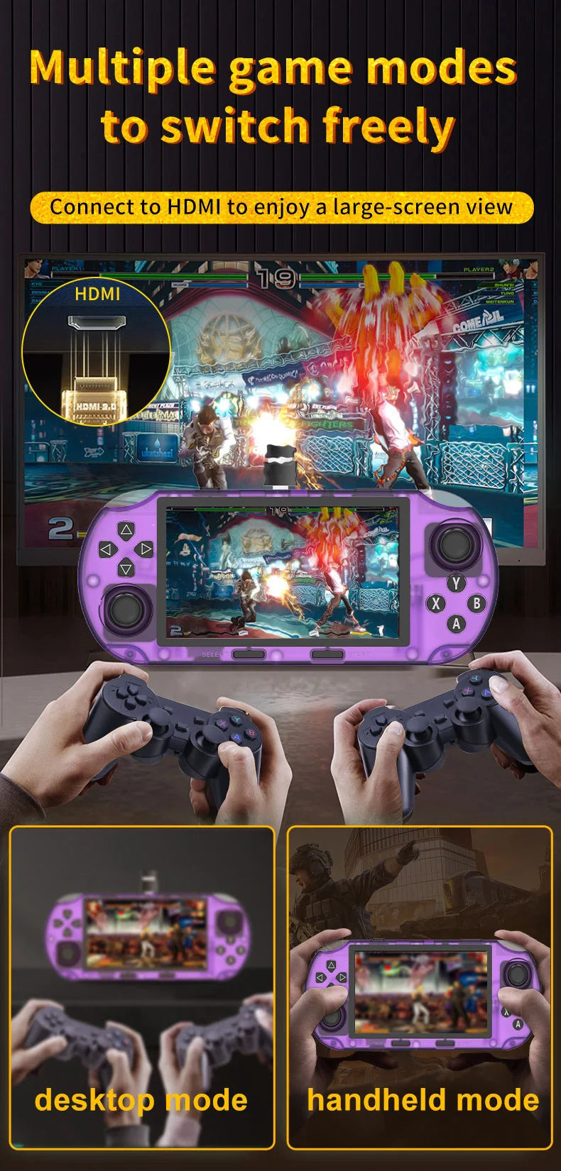 4.5-Inch IPS HD Screen Handheld Wireless Game Console SF3000HD With 1.2G Dual-Core Processor Large Battery Handheld Game Players
