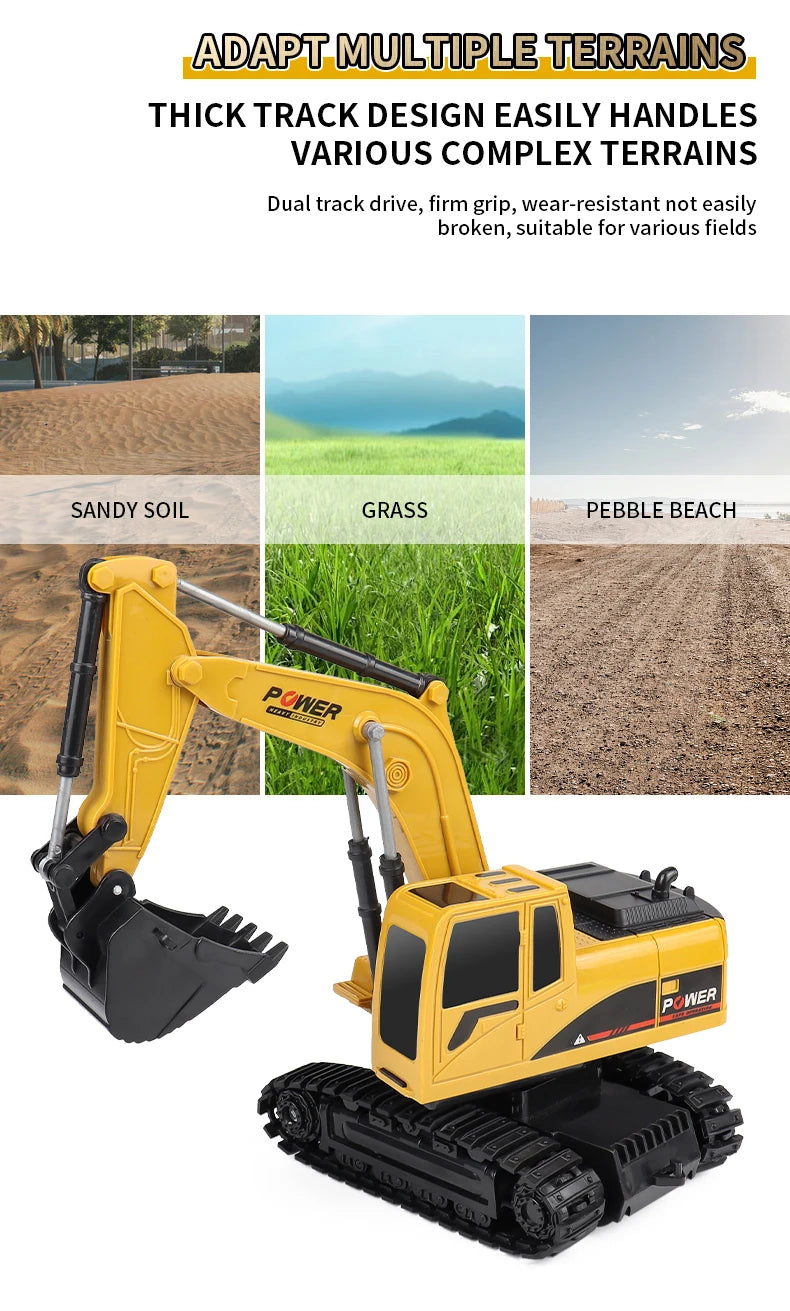 ZWN 2.4G Remote Control Excavator Dump Truck RC Model Car Toy Professional Alloy Plastic Simulation Construction Vehicle for Kid