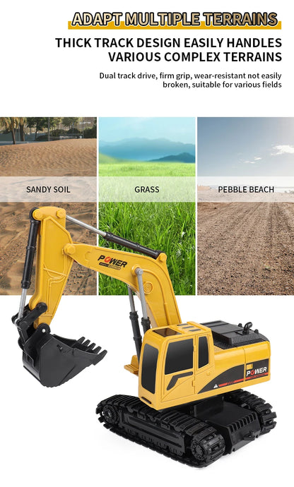 ZWN 2.4G Remote Control Excavator Dump Truck RC Model Car Toy Professional Alloy Plastic Simulation Construction Vehicle for Kid