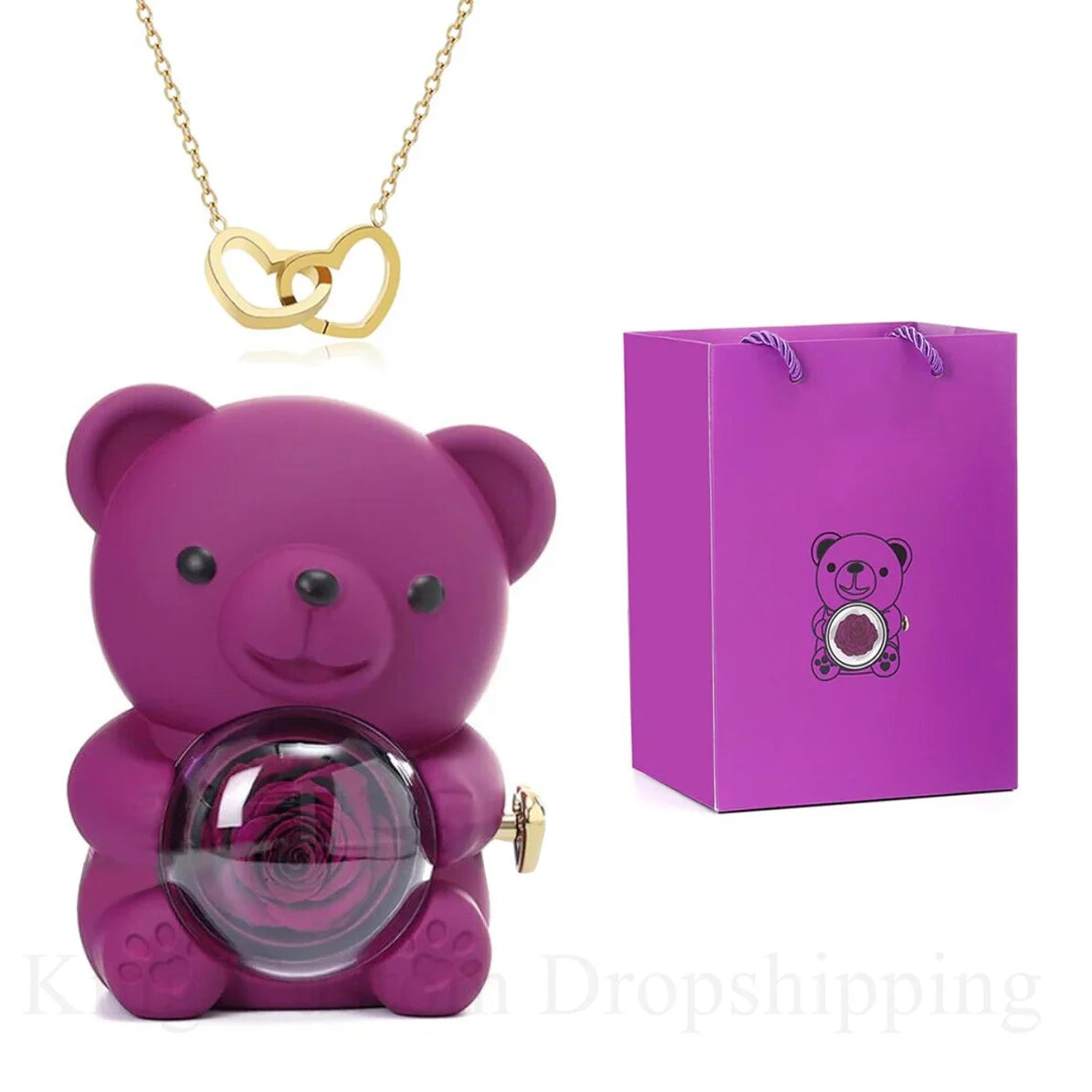 Rotating Rose Bear Jewelry Box - Varixo