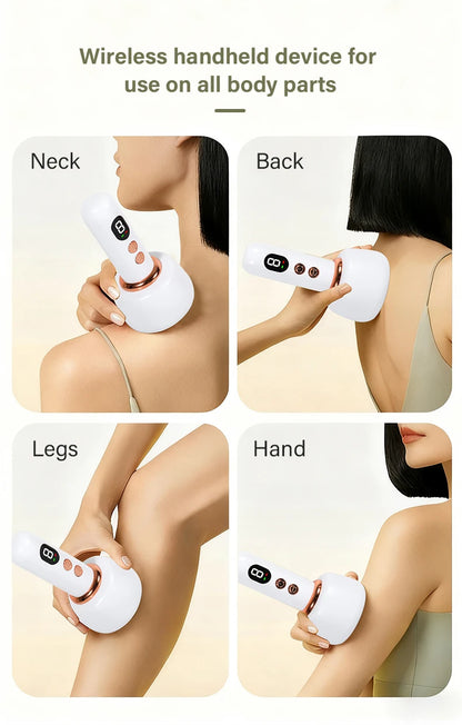 USB Rechargeable Abdominal Massager for Hot Compress and Adjustable Guasha Cupping Intensity Arm and Leg Massage Handheld