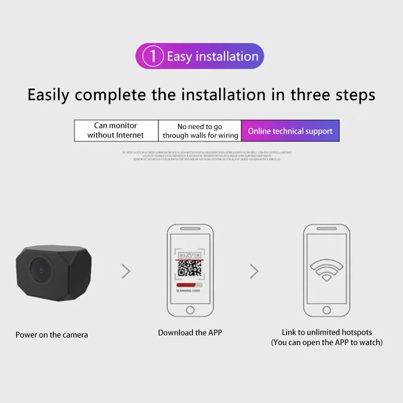 4K HD WiFi Mini Security Camera Wireless Smart Home Indoor Surveillance with APP Remote Monitoring Lightweight Portable Design