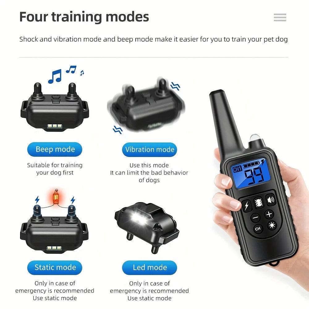 Dog Shock Collar with Remote, Dog Training Electric Collar, Waterproof Rechargeable,Dog Shock Collar with LED Light, Beep, Vibra