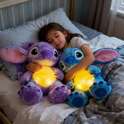 2026! & hot Lilo Stitch Plush Doll Breath Child Peluche Kawaii Soothes Toy Anime Baby Music Light Sleep Toys Pink Stitch Kid Gi