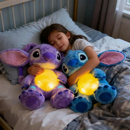 2026! & hot Lilo Stitch Plush Doll Breath Child Peluche Kawaii Soothes Toy Anime Baby Music Light Sleep Toys Pink Stitch Kid Gi