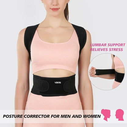 VBOSi Women Men Adjustable Sporty Back Brace Waist Support Posture Corrector