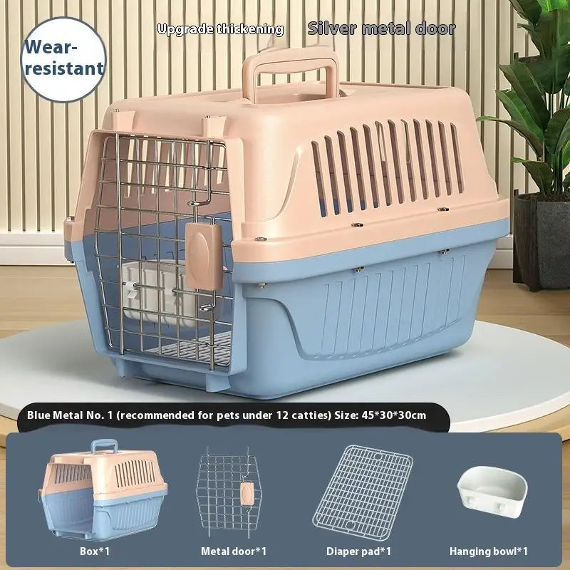 Portable Cat Cage Pet Carrier Thickening Pet Carrier Outdoor Handheld Shipping Box Car Carrying Pet Transport Box Pet Supplies