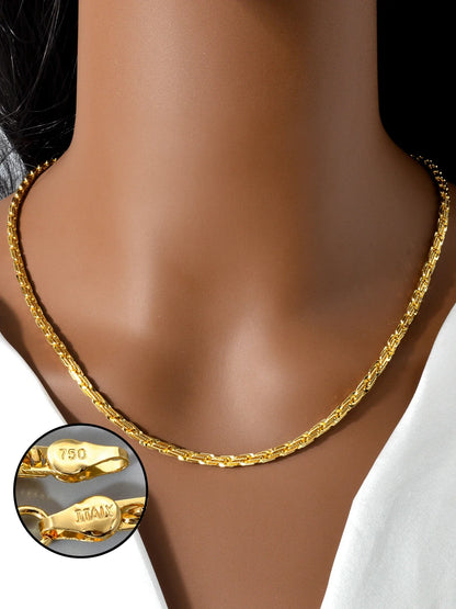 Width 4mm Italian 750 Luxury 18k gold Plated textured Dubai Necklace DIY simple jewelry men women party
