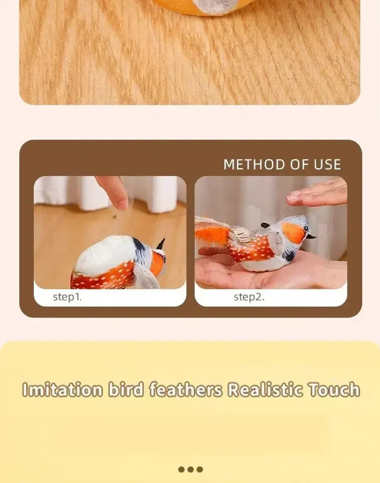 Interactive Cat Toy Chirping Flapping Sparrow Dog Toys Rechargeable Touch Squeak Bird-Shaped Plush Toy with Catnip Pet Supply