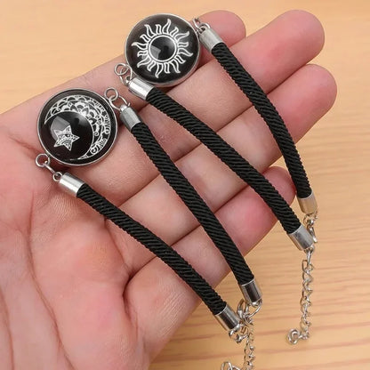 2pcs Luminous Sun Moon Braided Bracelets for Lovers Adjustable Couple Bracelets Fashion Valentine's Day Jewelry Girlfriend Gifts
