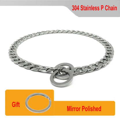 30-75CM 304 Stainless Steel P Chain Dog Collar Pet Neck Strap and Leash for Small Medium and Large Dogs