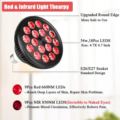 Red and Infrared Light Therapy Lamp 660nm 850nm for Physiotherapy Instrument Facial BodyTreatment Anti Aging Beauty Devices
