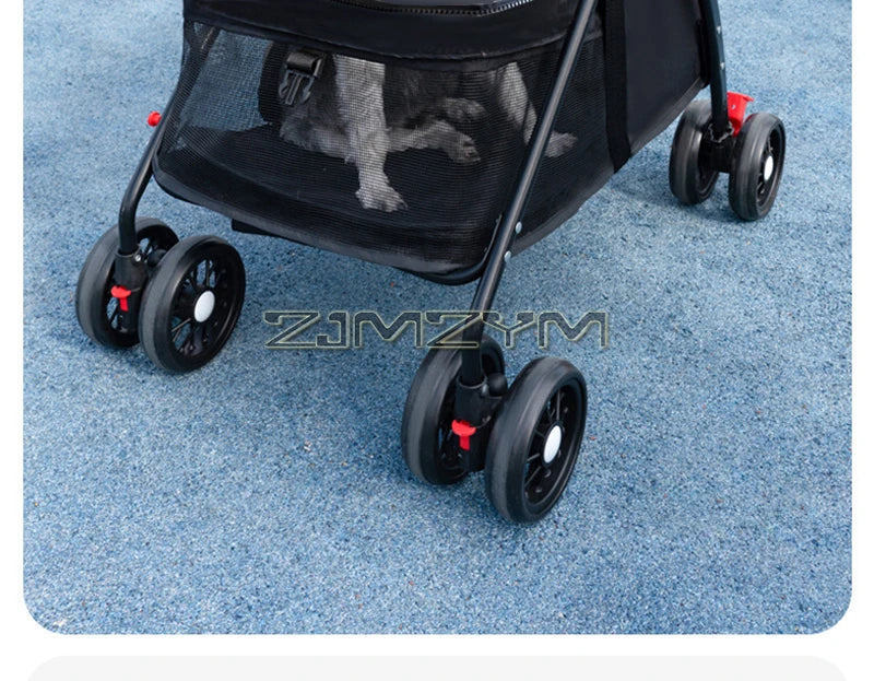 Pet Stroller for Cats/Dogs, Zipper Entry, Dog/Cat Puppy Stroller Easy One-Hand Fold, Jogging Tires, with Cup Holder