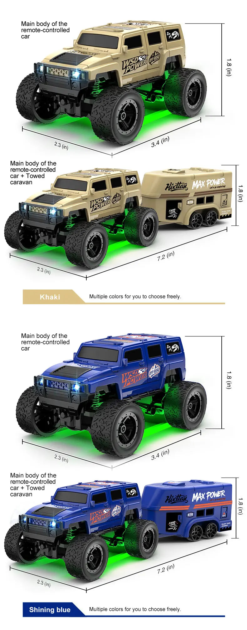 Hot Selling Mini 1:64 Remote Control Car Climbing With Trailer Off-road Vehicle Children's Toy Model Boy Birthday Gift