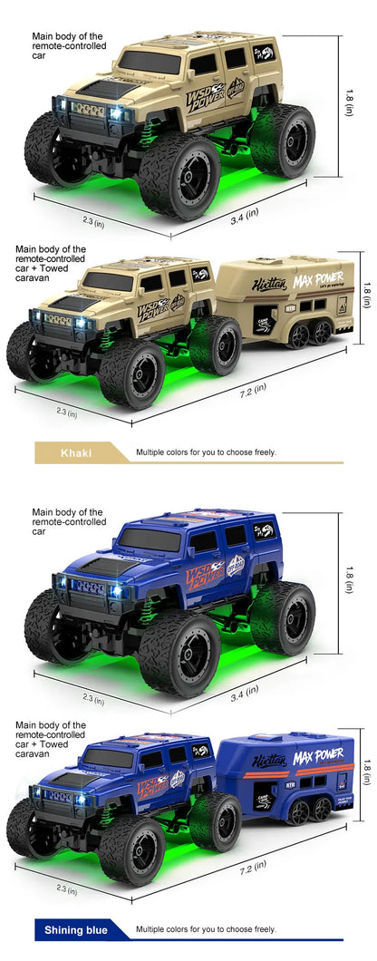 Hot Selling Mini 1:64 Remote Control Car Climbing With Trailer Off-road Vehicle Children's Toy Model Boy Birthday Gift